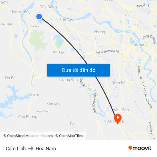 Cẩm Lĩnh to Hòa Nam map