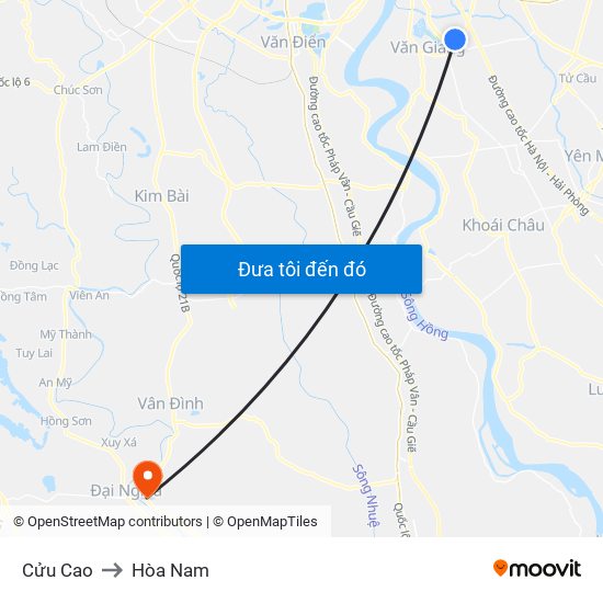 Cửu Cao to Hòa Nam map
