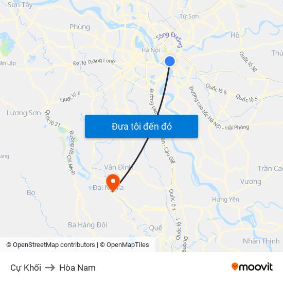 Cự Khối to Hòa Nam map