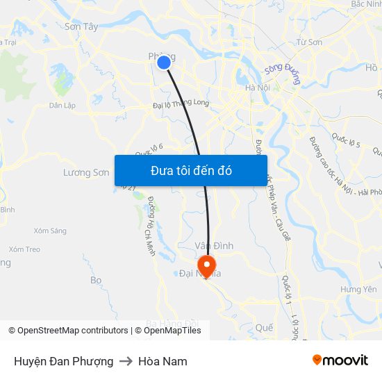 Huyện Đan Phượng to Hòa Nam map