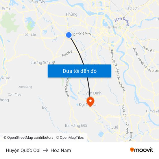 Huyện Quốc Oai to Hòa Nam map