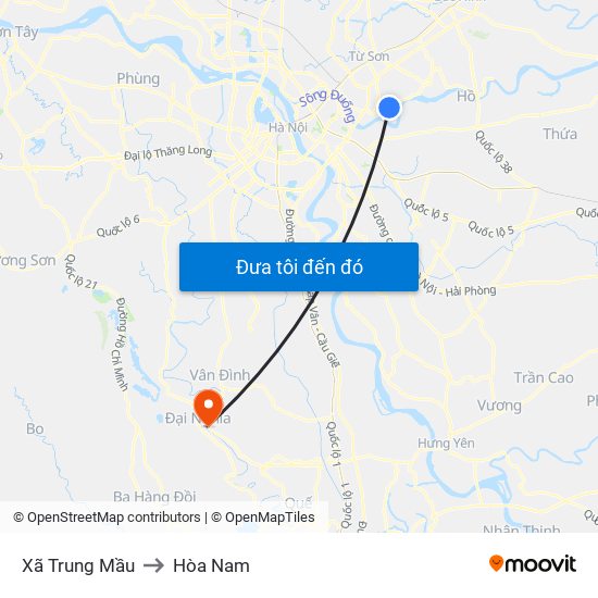 Xã Trung Mầu to Hòa Nam map