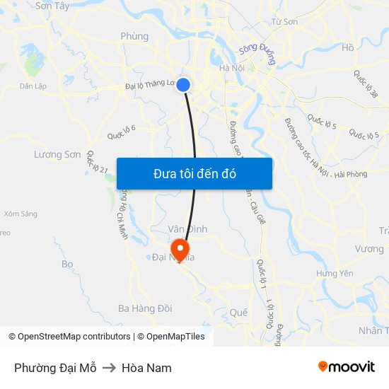Phường Đại Mỗ to Hòa Nam map