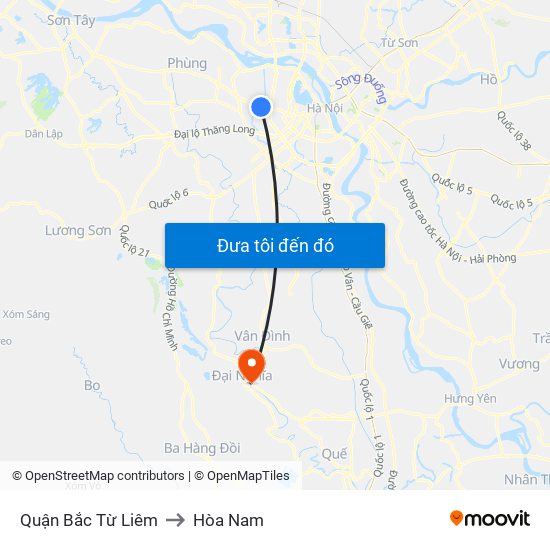 Quận Bắc Từ Liêm to Hòa Nam map