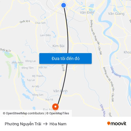 Phường Nguyễn Trãi to Hòa Nam map