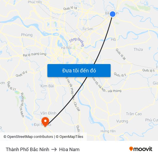 Thành Phố Bắc Ninh to Hòa Nam map