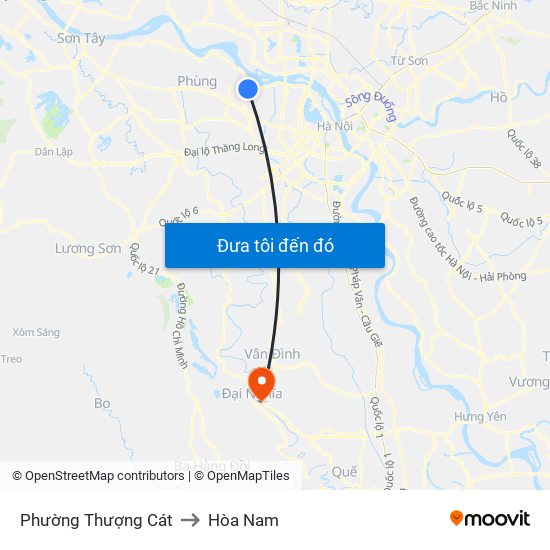 Phường Thượng Cát to Hòa Nam map