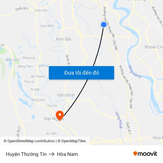 Huyện Thường Tín to Hòa Nam map