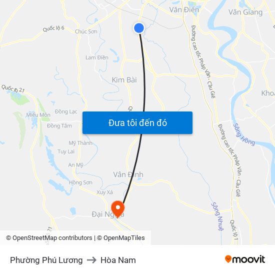 Phường Phú Lương to Hòa Nam map