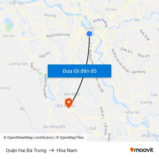 Quận Hai Bà Trưng to Hòa Nam map