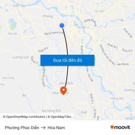 Phường Phúc Diễn to Hòa Nam map