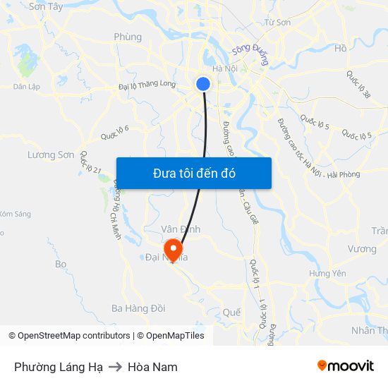 Phường Láng Hạ to Hòa Nam map
