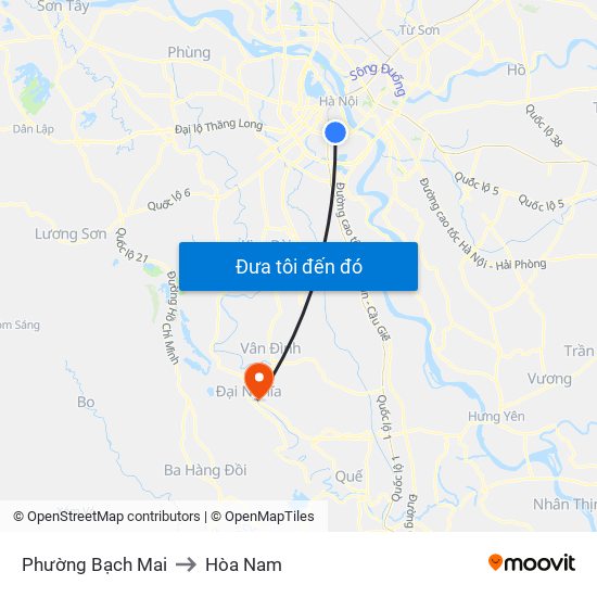 Phường Bạch Mai to Hòa Nam map
