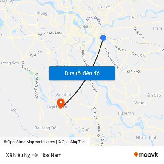Xã Kiêu Kỵ to Hòa Nam map
