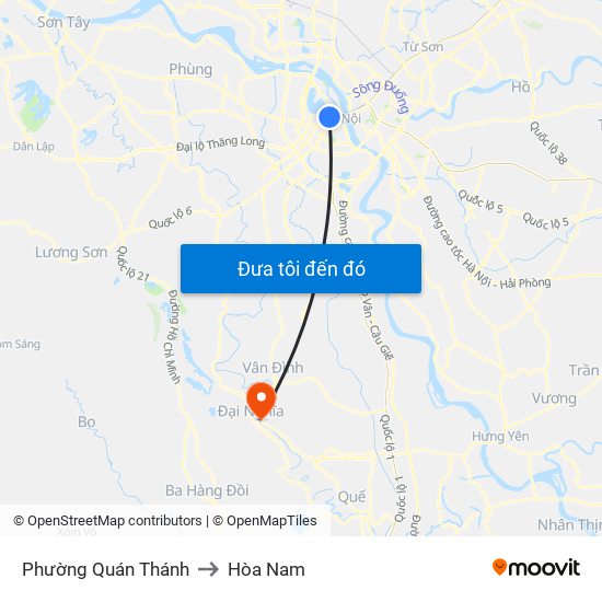 Phường Quán Thánh to Hòa Nam map