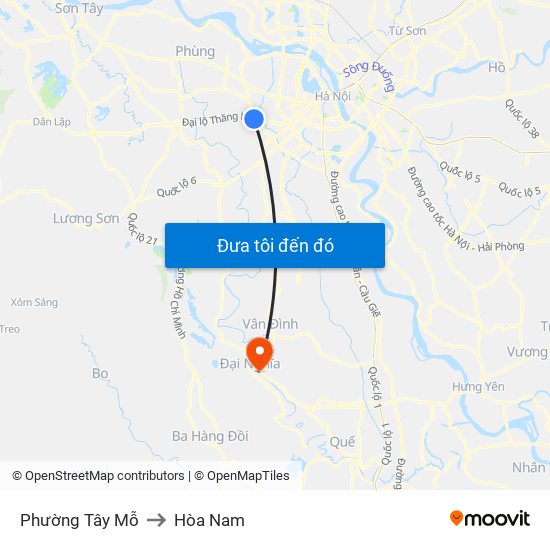 Phường Tây Mỗ to Hòa Nam map