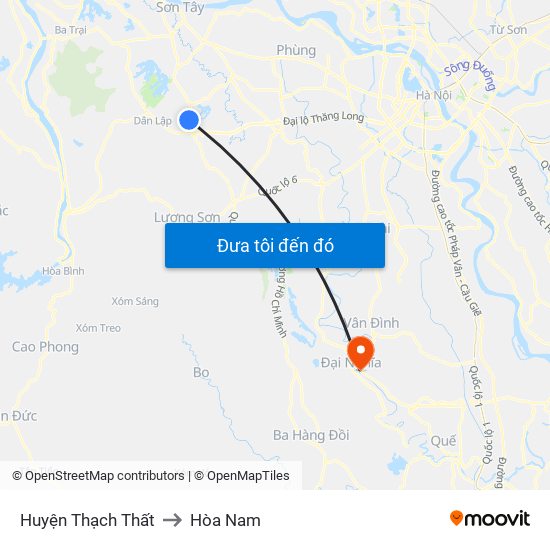 Huyện Thạch Thất to Hòa Nam map