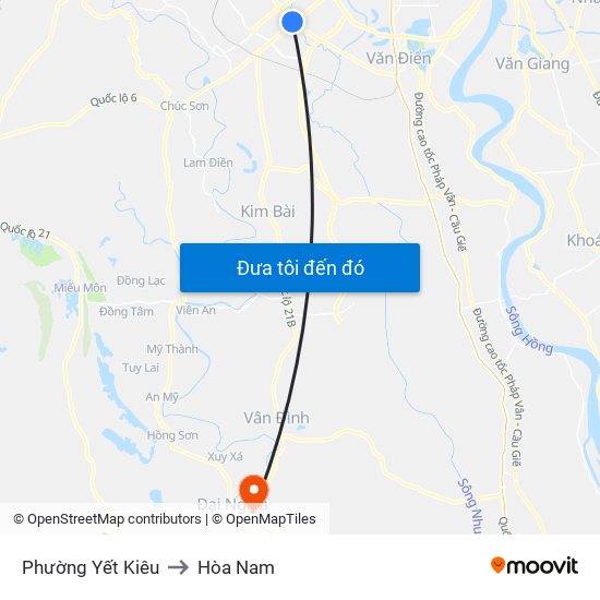 Phường Yết Kiêu to Hòa Nam map