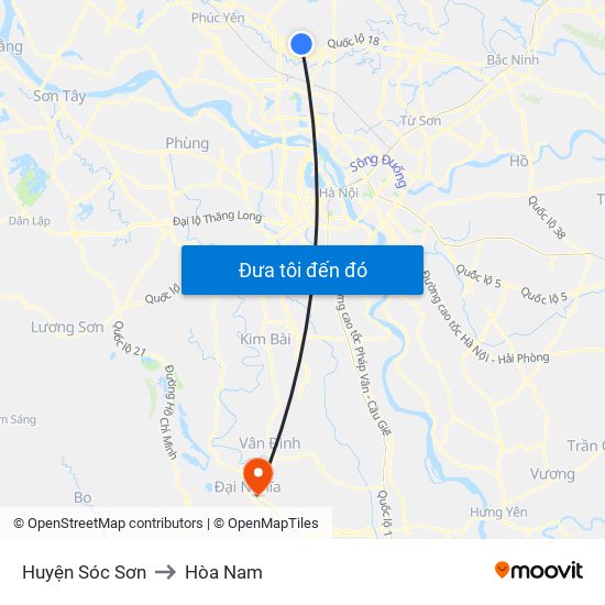 Huyện Sóc Sơn to Hòa Nam map