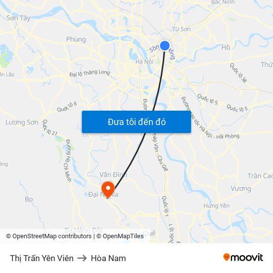 Thị Trấn Yên Viên to Hòa Nam map