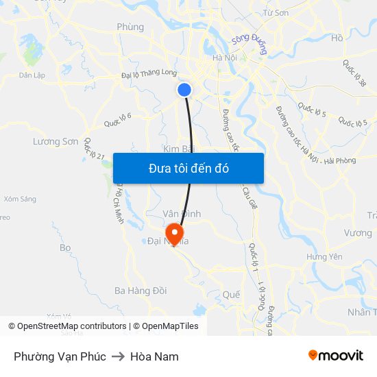 Phường Vạn Phúc to Hòa Nam map