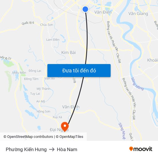 Phường Kiến Hưng to Hòa Nam map