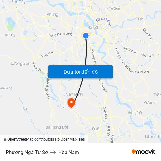 Phường Ngã Tư Sở to Hòa Nam map