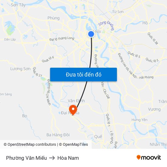 Phường Văn Miếu to Hòa Nam map