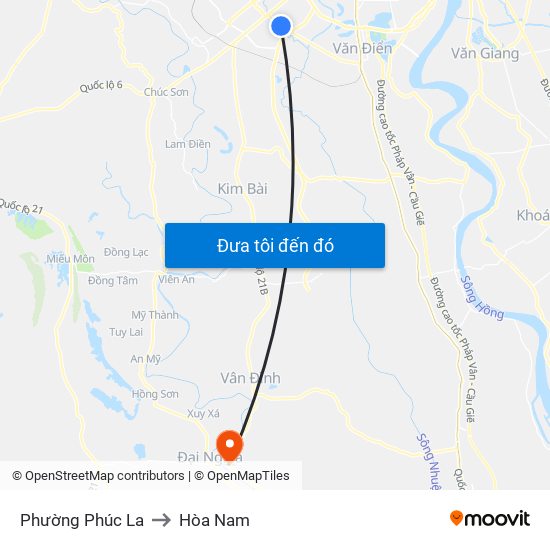 Phường Phúc La to Hòa Nam map