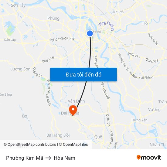 Phường Kim Mã to Hòa Nam map