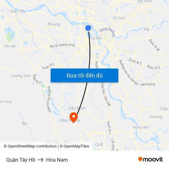 Quận Tây Hồ to Hòa Nam map