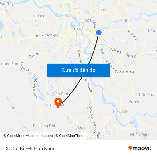 Xã Cổ Bi to Hòa Nam map