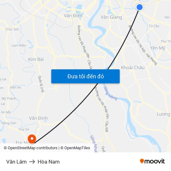 Văn Lâm to Hòa Nam map