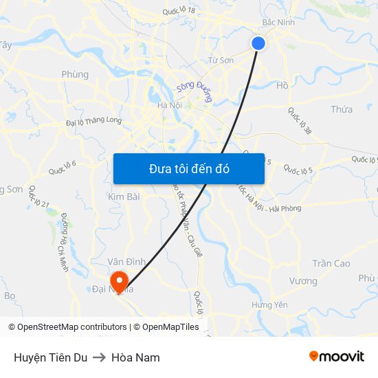 Huyện Tiên Du to Hòa Nam map