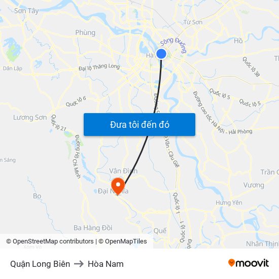Quận Long Biên to Hòa Nam map