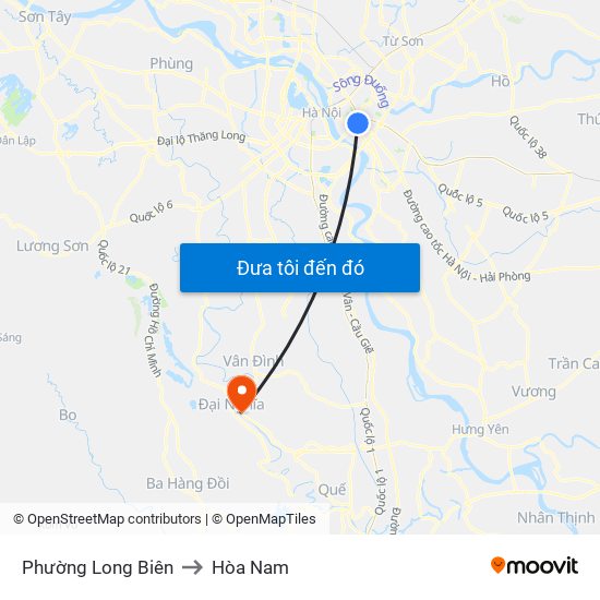 Phường Long Biên to Hòa Nam map