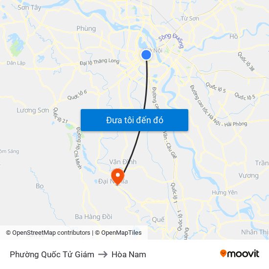 Phường Quốc Tử Giám to Hòa Nam map