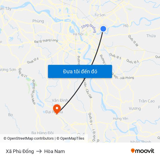 Xã Phù Đổng to Hòa Nam map