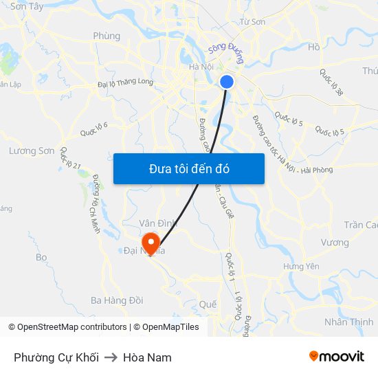 Phường Cự Khối to Hòa Nam map