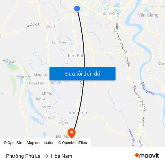 Phường Phú La to Hòa Nam map