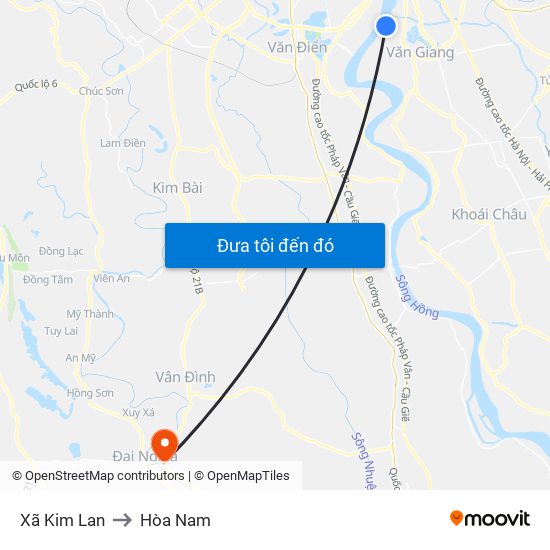 Xã Kim Lan to Hòa Nam map