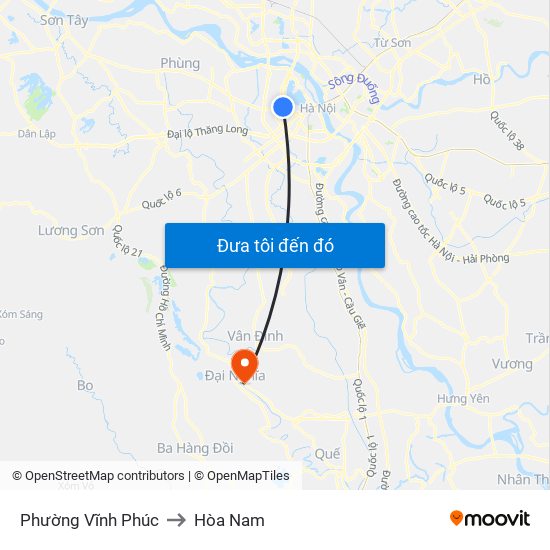 Phường Vĩnh Phúc to Hòa Nam map