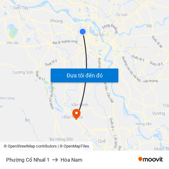 Phường Cổ Nhuế 1 to Hòa Nam map