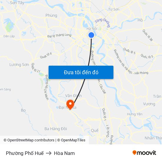 Phường Phố Huế to Hòa Nam map