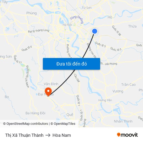 Thị Xã Thuận Thành to Hòa Nam map