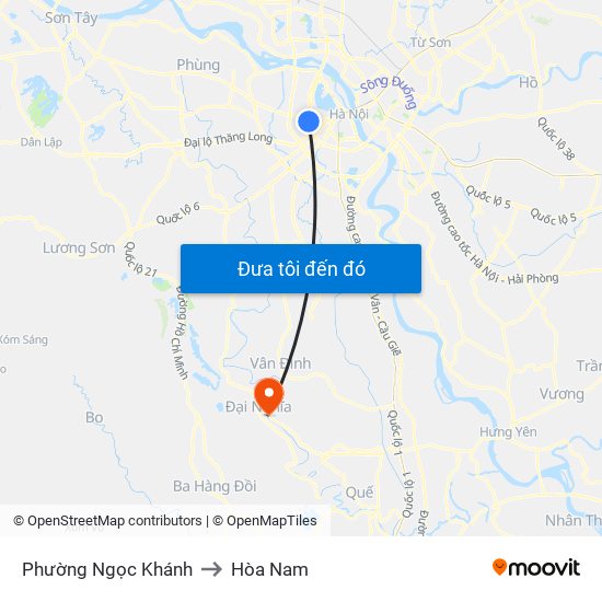 Phường Ngọc Khánh to Hòa Nam map