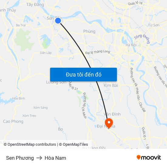 Sen Phương to Hòa Nam map
