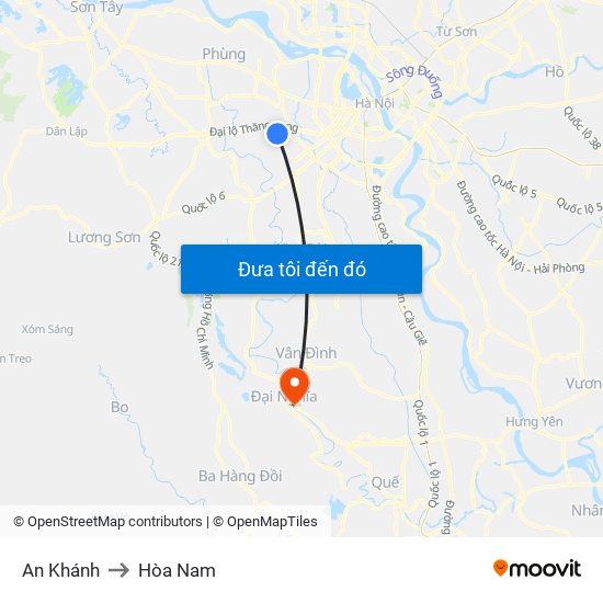 An Khánh to Hòa Nam map