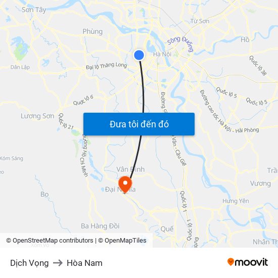 Dịch Vọng to Hòa Nam map