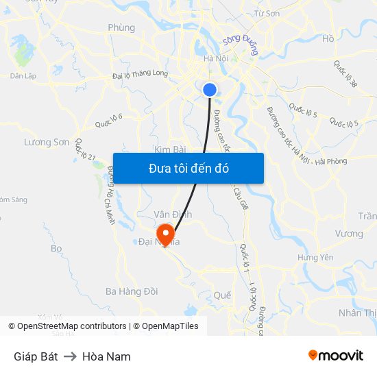 Giáp Bát to Hòa Nam map